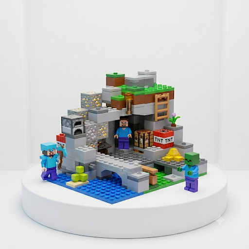 My World 837 building block construction set featuring a mine adventure scene with 253+ pieces, character figures, and accessories. Creative DIY brick toy for kids aged 6 years and above, inspired by pixel-style adventure games.