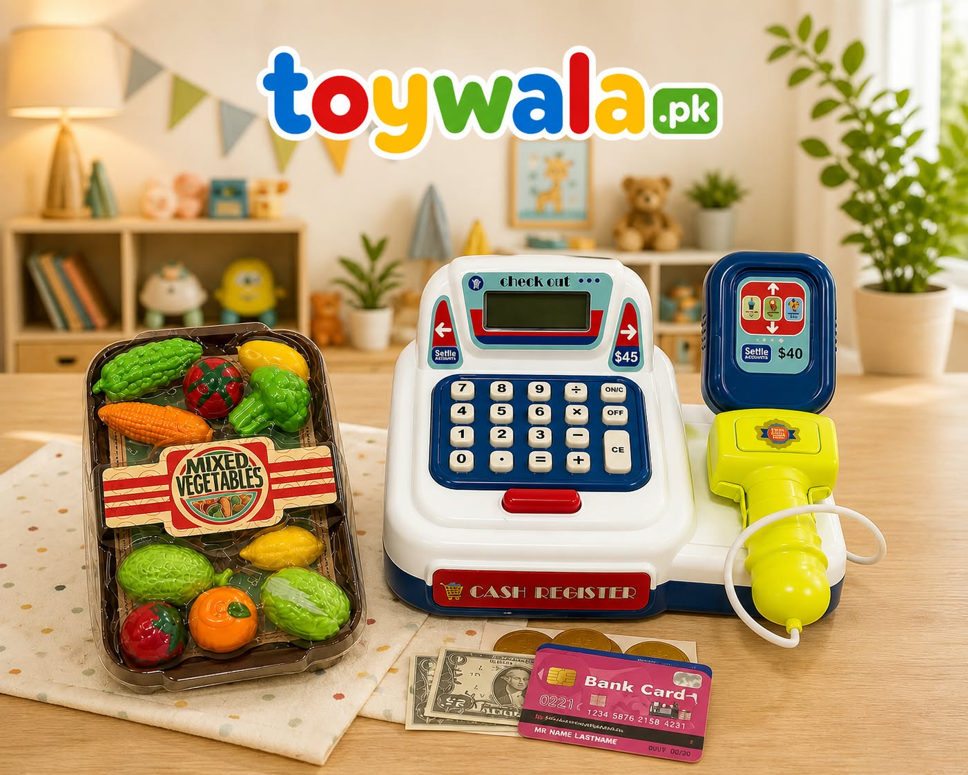 Kids Cash Register Pretend Play Toy Set
