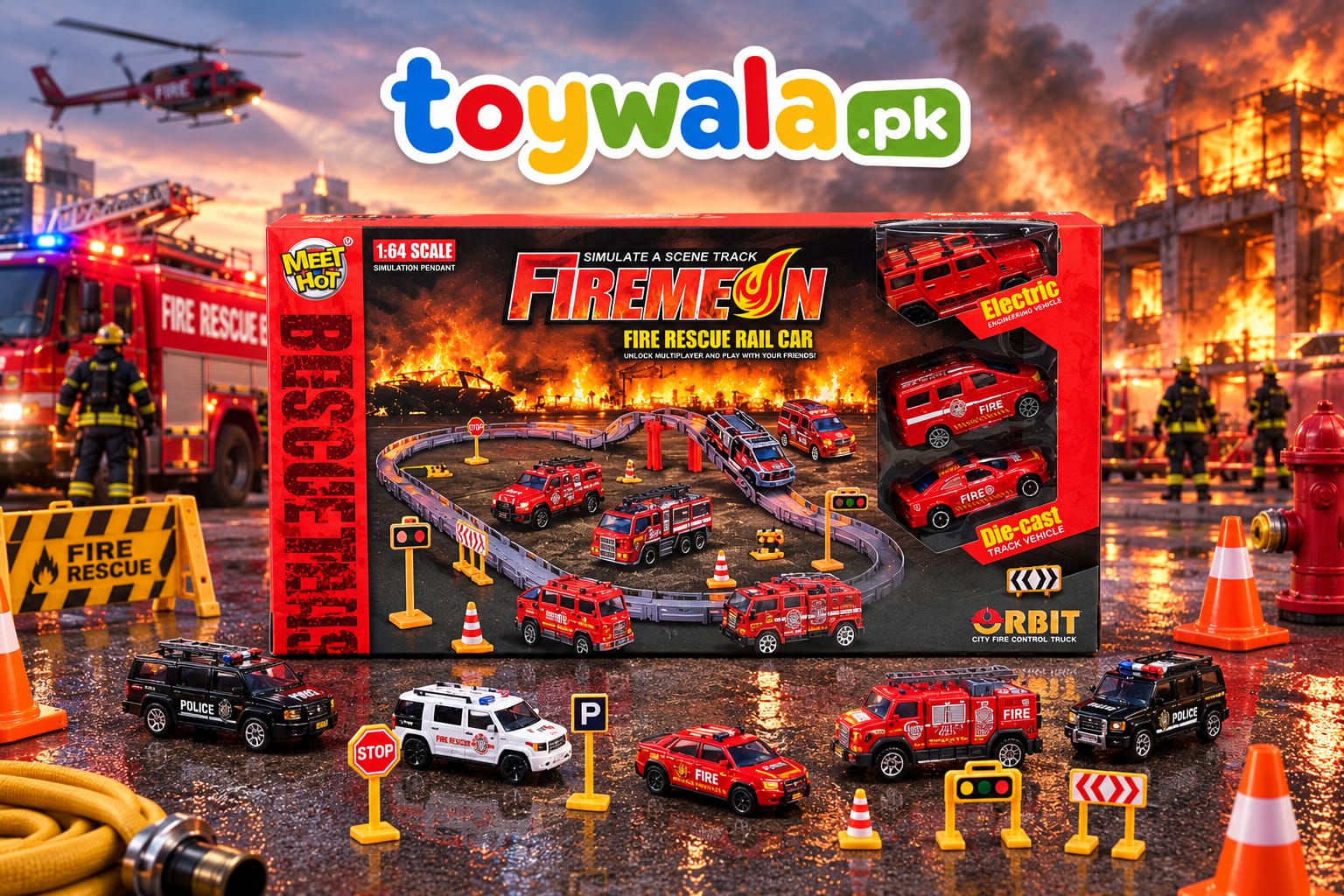 Fire Resque Rail Track / 1:64 scale