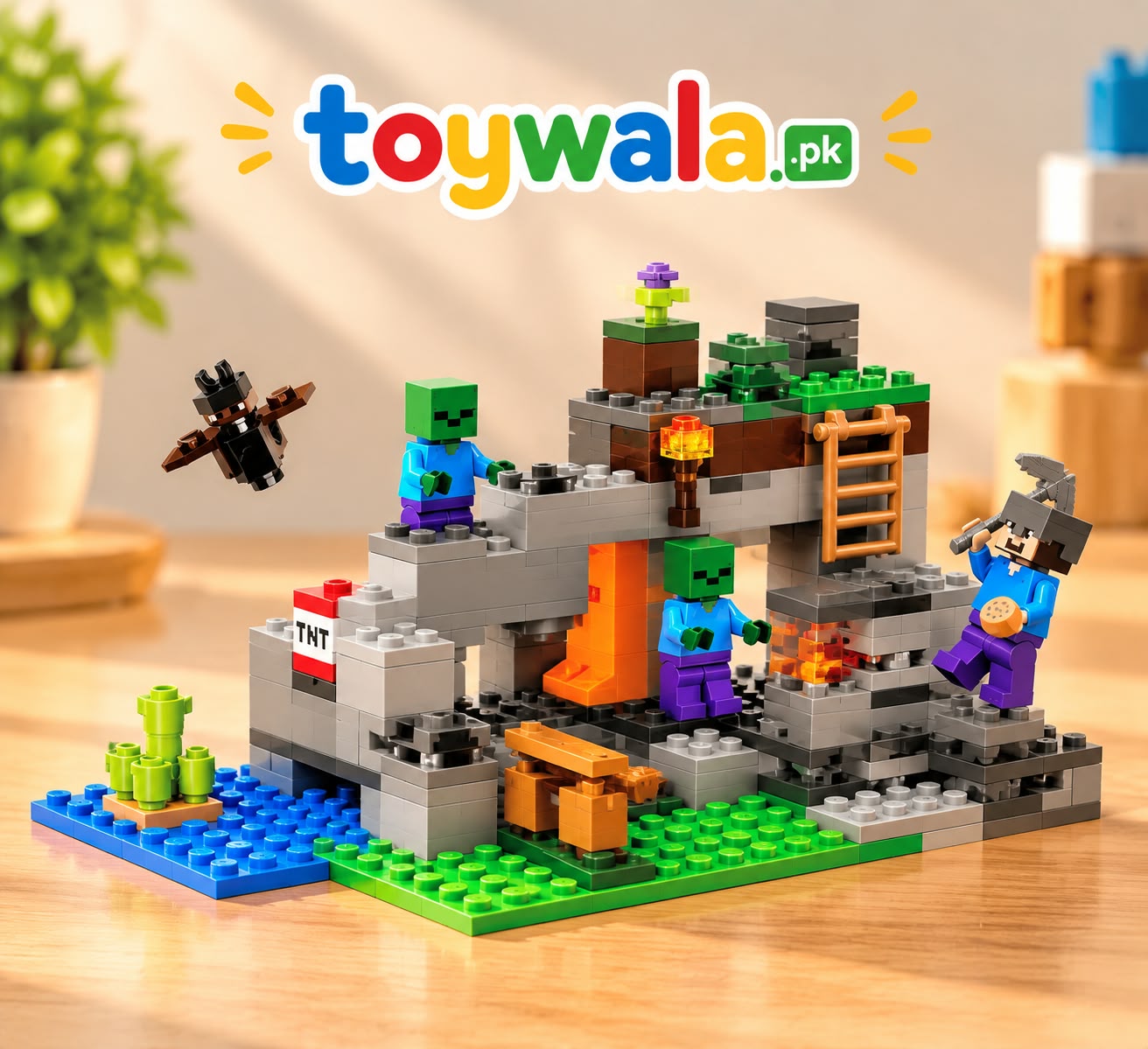 My World Zombie Cave Building Block Set MineCraft