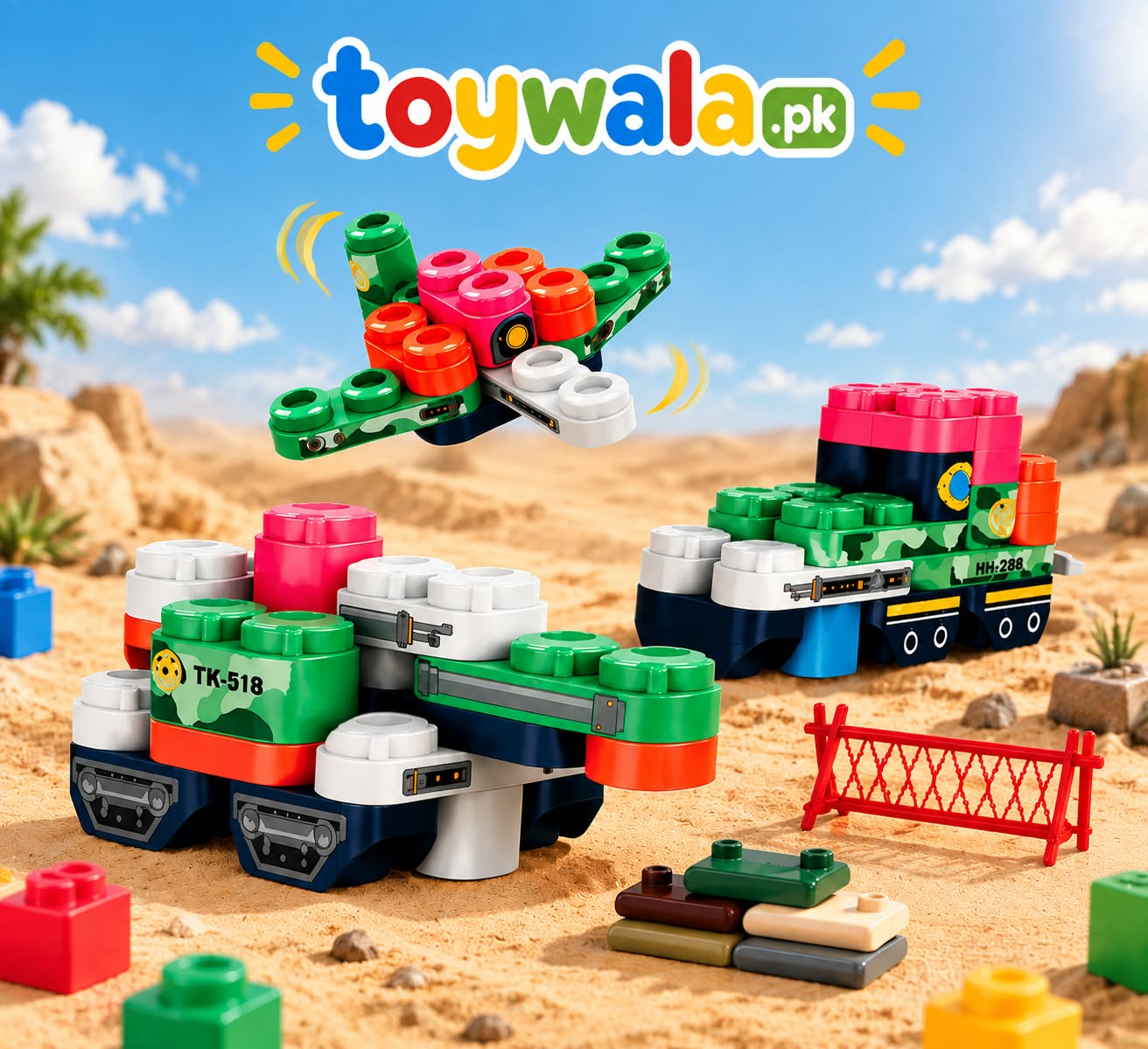 DIY Building Blocks Train & Vehicle Set - Image 2