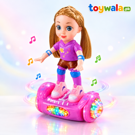 Pink Doll Balance Car with Musical and Rotation Features.
