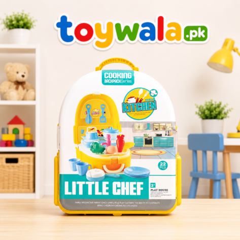 Little Chef 22-Piece Kids Cooking Backpack Play Set with Colorful Kitchen Accessories, Pots, Utensils, Cups and Plates for Children Ages 3+ | Toywala.pk
