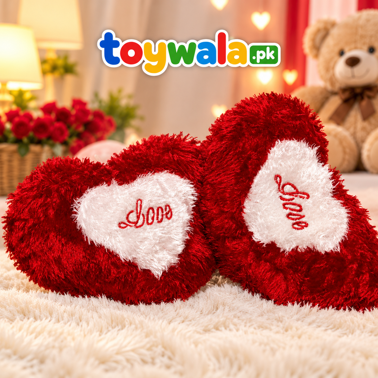 Love Heart Plush Cushion Set