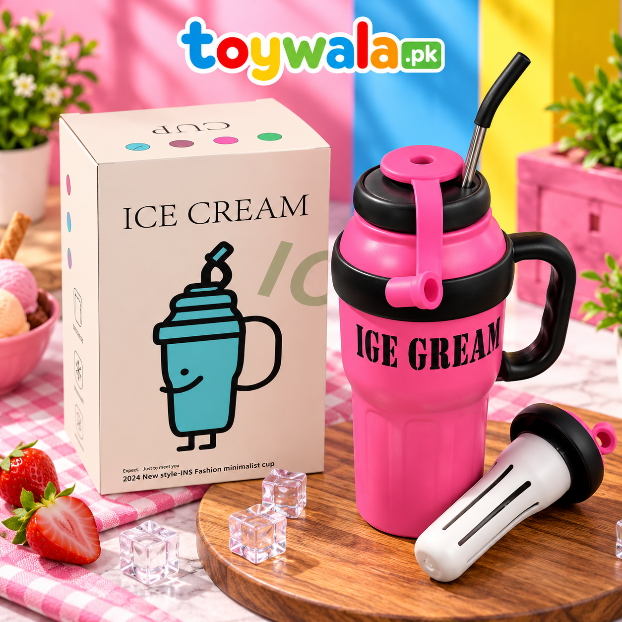 Pink Insulated Travel Tumbler with Straw & Infuser