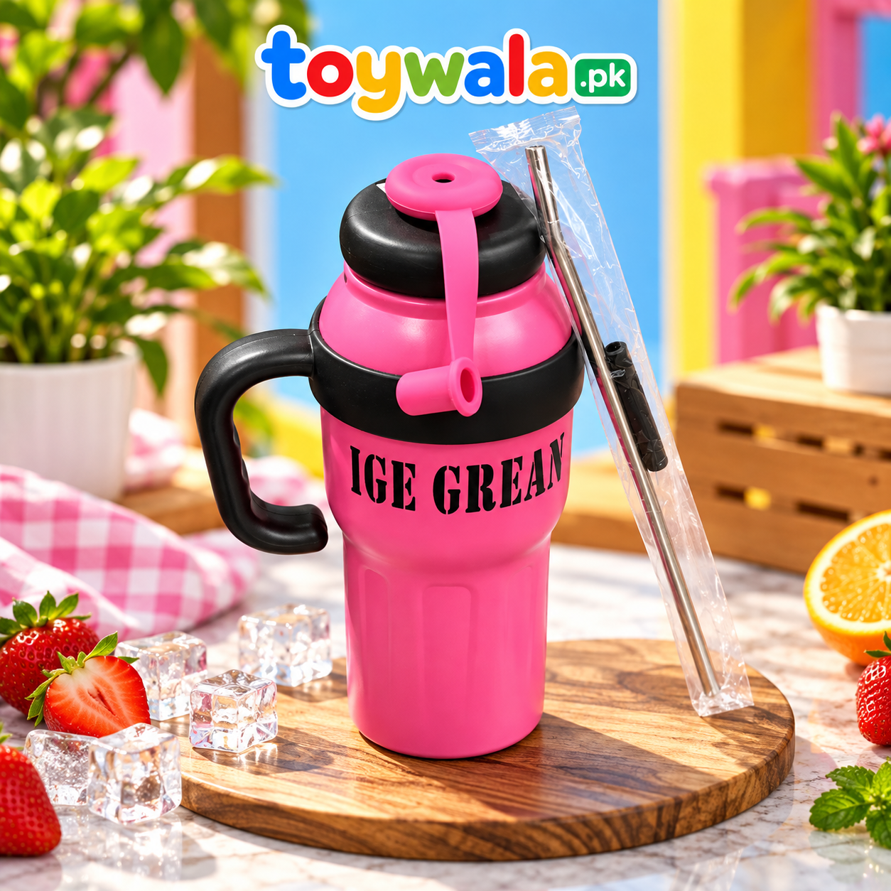Pink Insulated Travel Tumbler with Straw & Infuser - Image 2