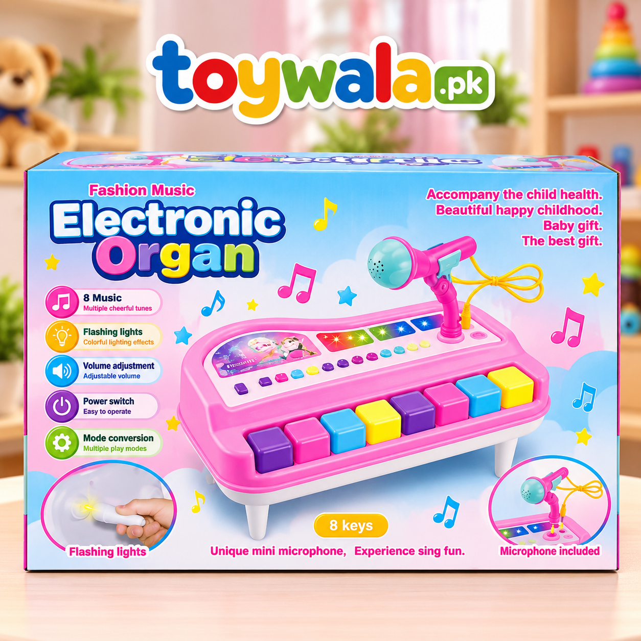 Electronic Organ Piano with Microphone & Lights - Image 3