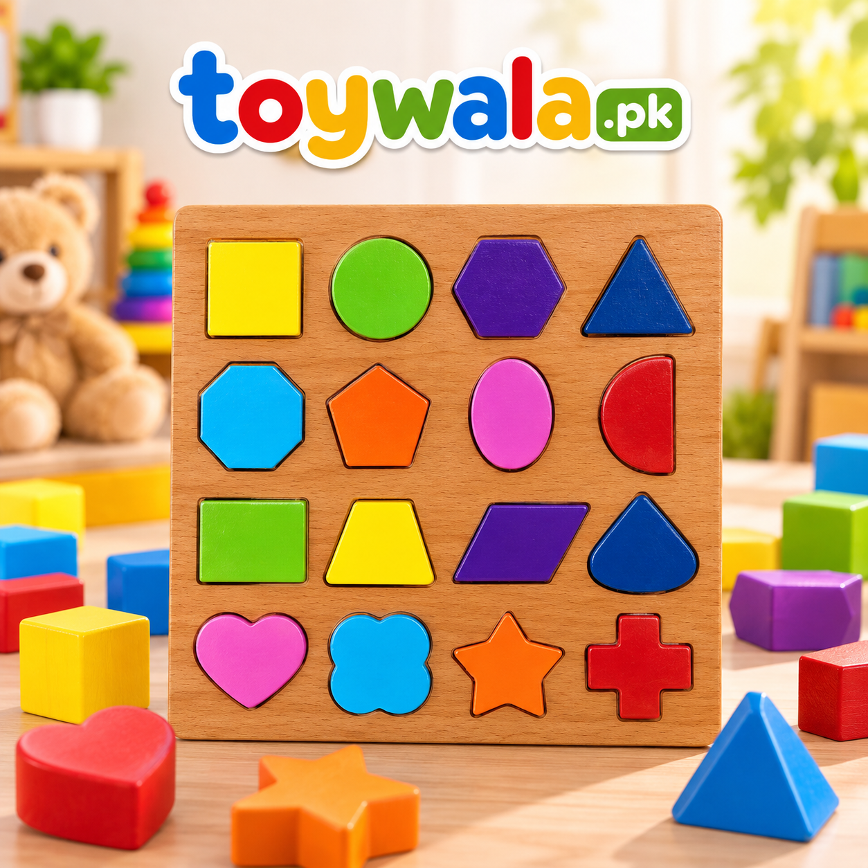 Colorful Wooden Shape Puzzle