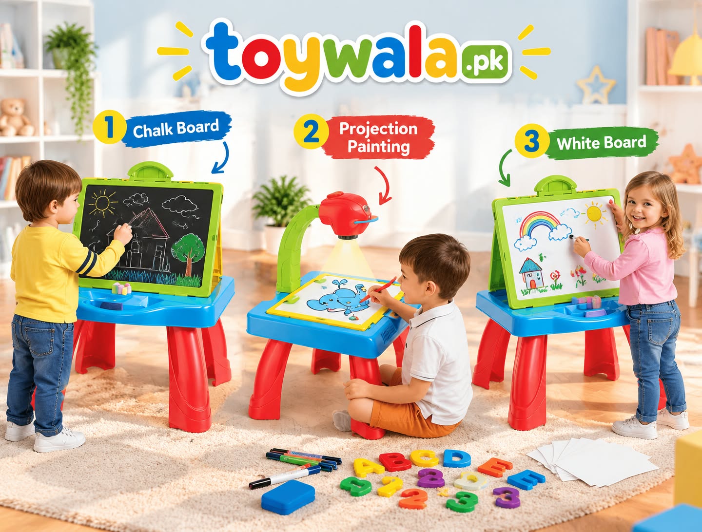 3-in-1 Learning Easel with Magnetic Letters