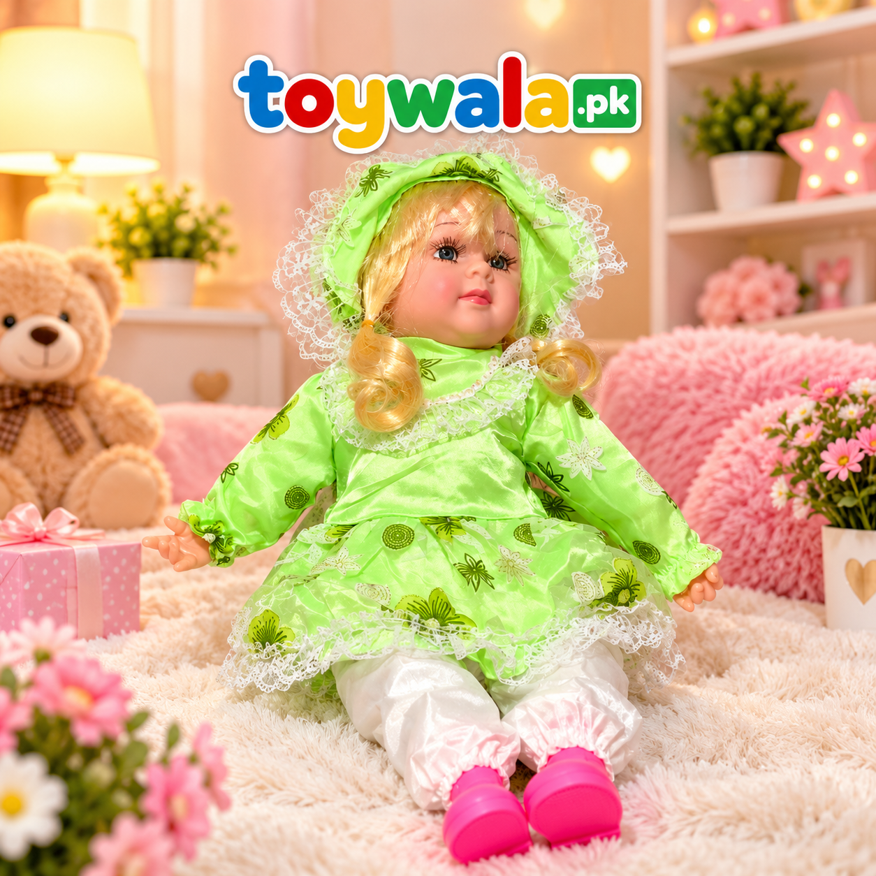 Green Floral Princess Doll