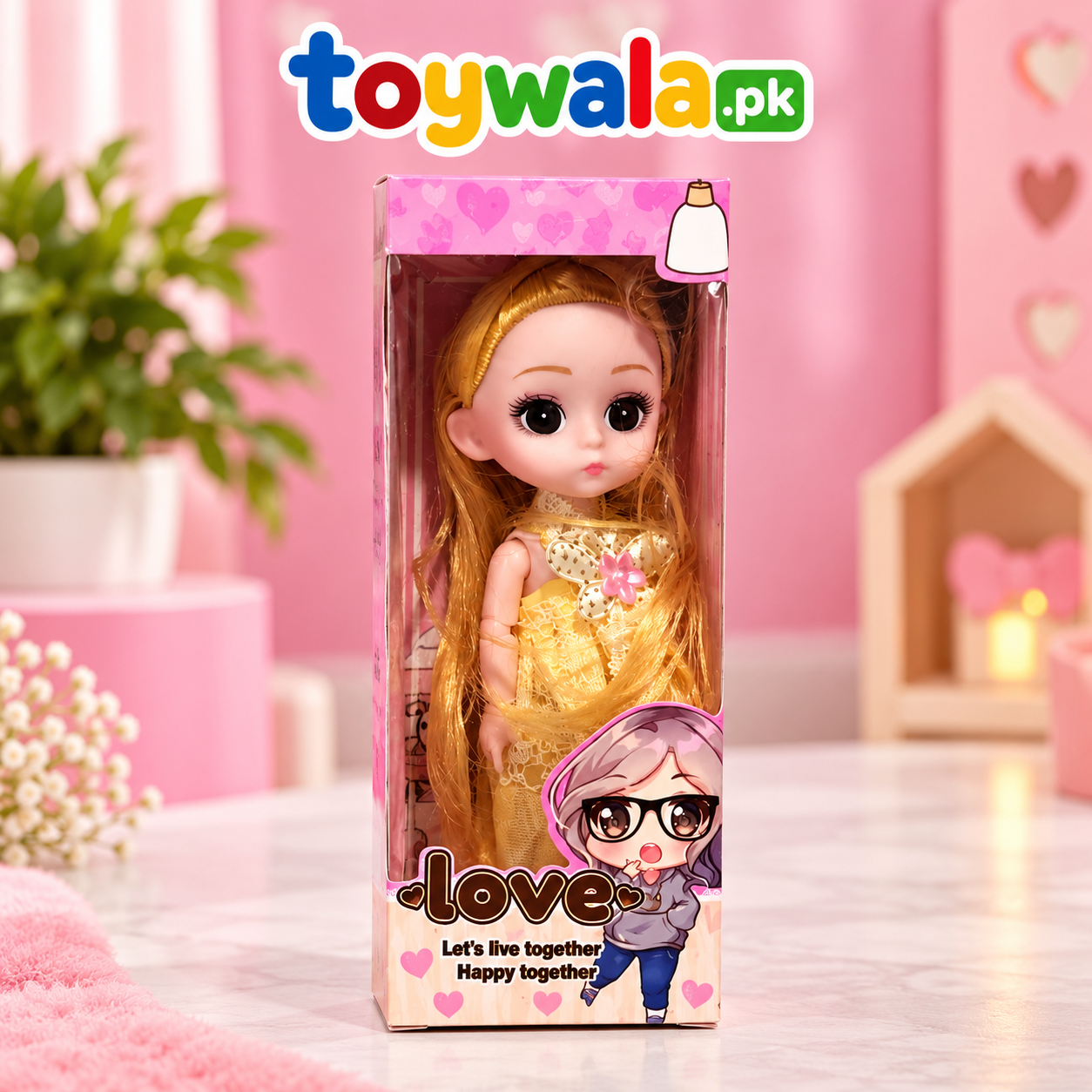 Lovely Fashion Doll in Golden Dress