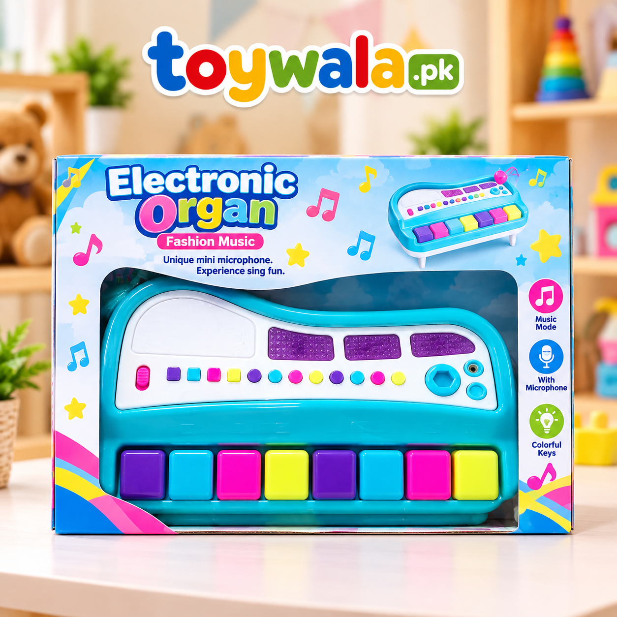 Electronic Organ Piano with Microphone & Lights - Image 2